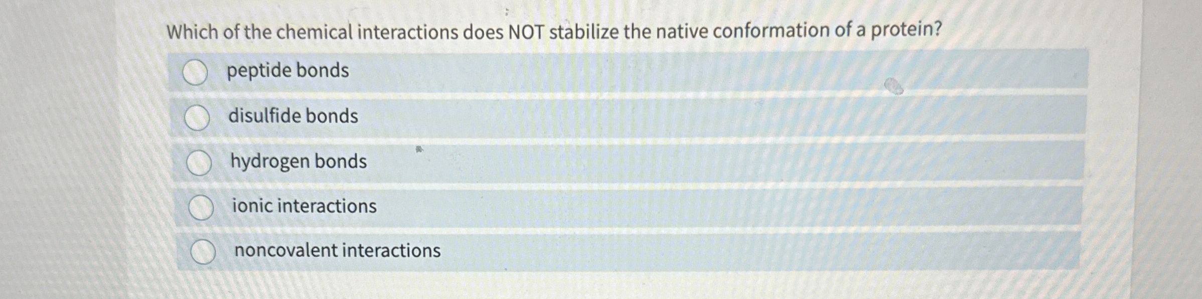 Solved Which of the chemical interactions does NOT stabilize