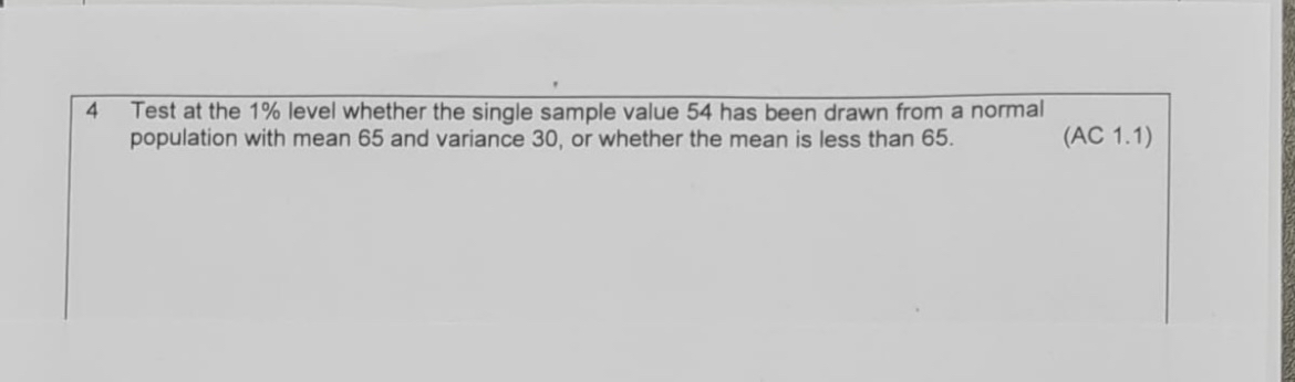 Solved 4 ﻿Test at the 1% ﻿level whether the single sample | Chegg.com