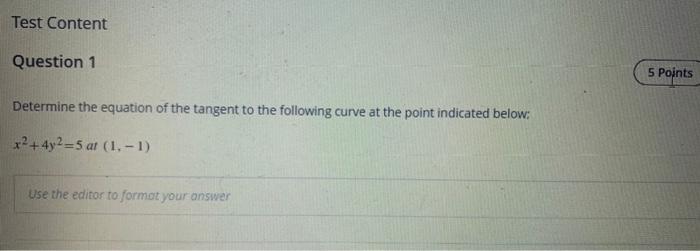 Solved Test Content Question 1 Determine the equation of the | Chegg.com