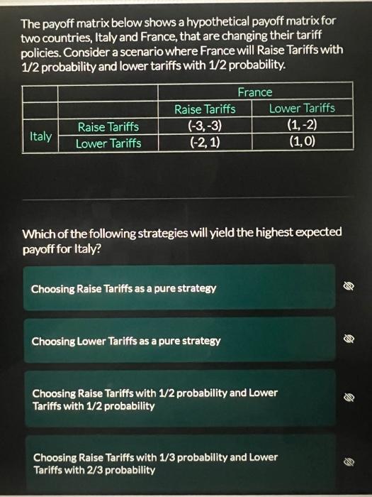 Solved The Payoff Matrix Below Shows A Hypothetical Payoff | Chegg.com