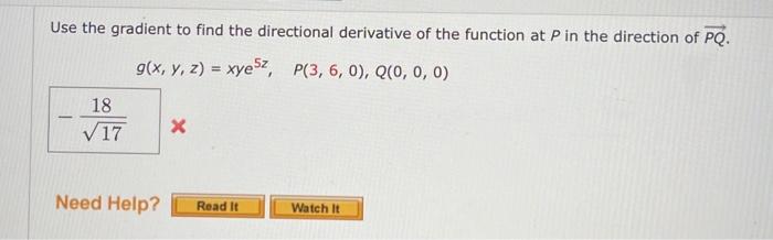 Solved Use the gradient to find the directional derivative | Chegg.com