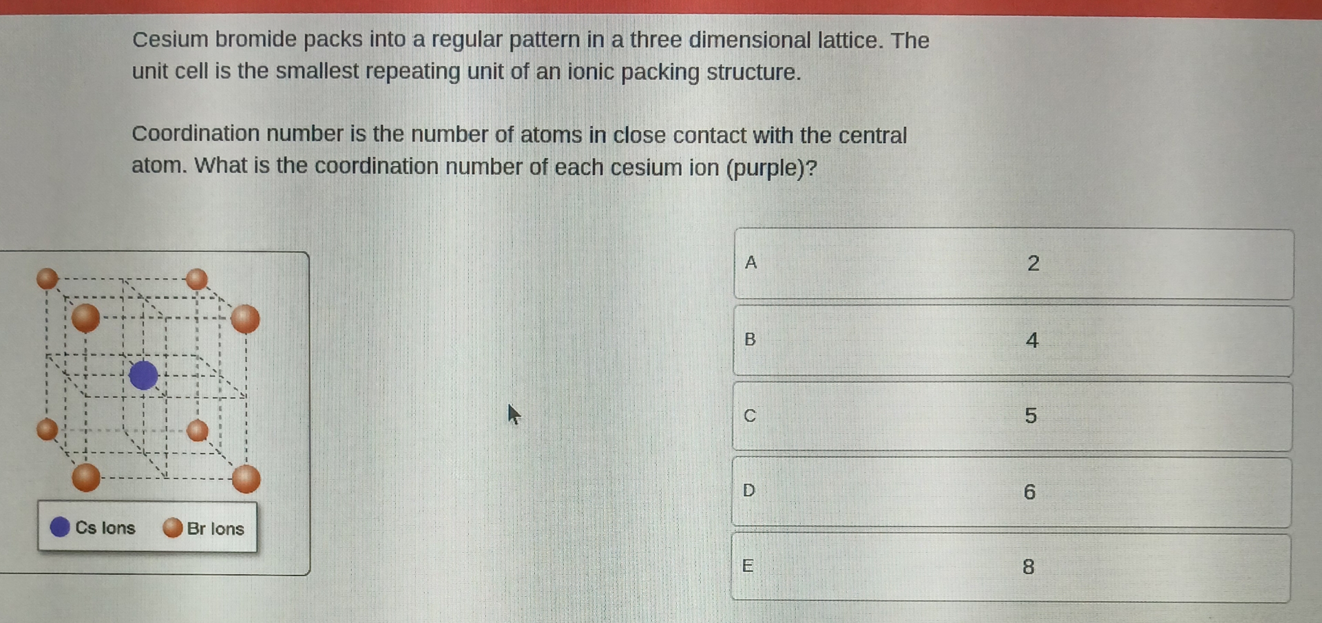 Solved Cesium bromide packs into a regular pattern in a | Chegg.com