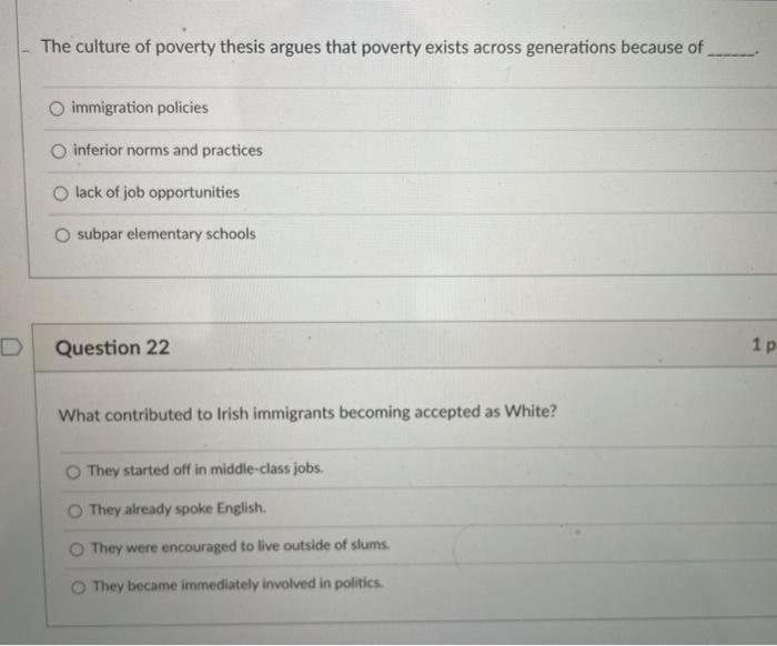 the culture of poverty thesis