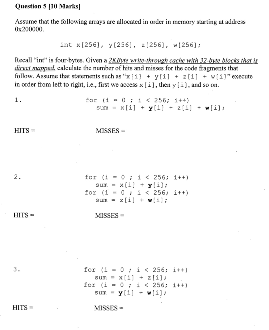 Solved Question 5 [10 ﻿Marks]Assume that the following | Chegg.com