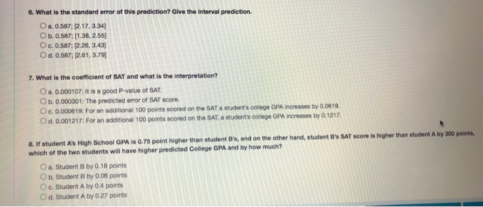 Sat Math Questions Using Regression Solved Use the SAT data and via Multiple regression select | Chegg.com