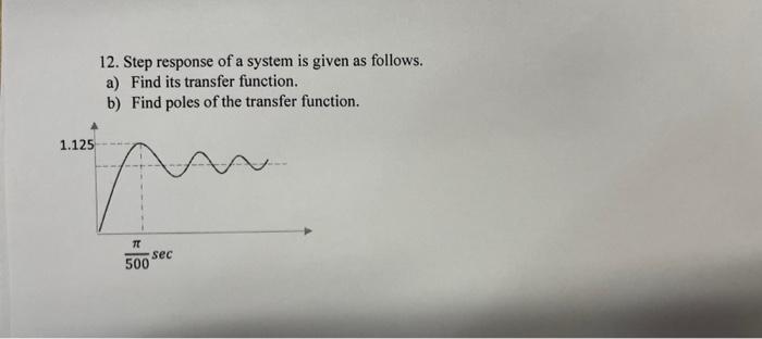 Solved 12. Step response of a system is given as follows. a) | Chegg.com