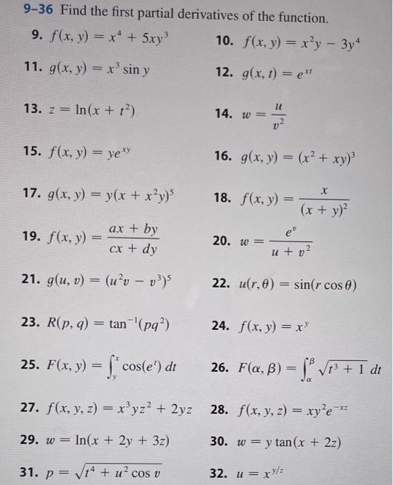 solved-9-36-find-the-first-partial-derivatives-of-the-chegg