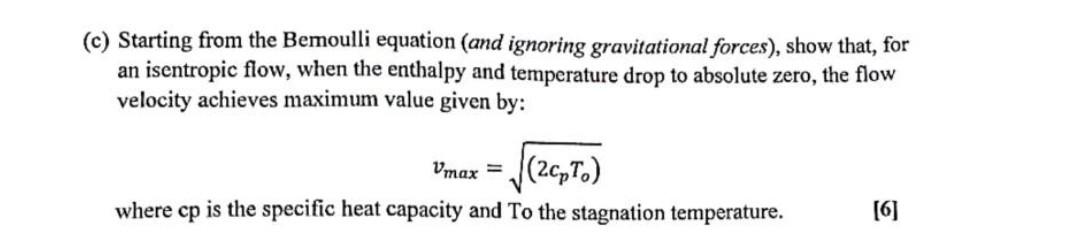 Solved (c) Starting from the Bemoulli equation (and ignoring | Chegg.com