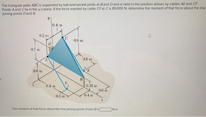 Solved The Triangular Plate Abc Is Supported By Ball And Chegg Com