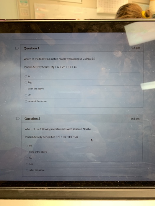 Solved Question 1 0.5 pts Which of the following metals | Chegg.com
