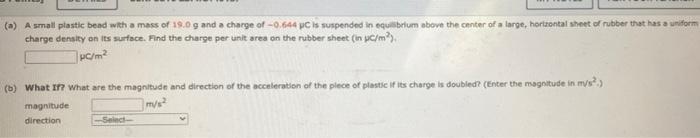 Solved (a) A small plastic bead with a mass of 19.0 9 and a | Chegg.com