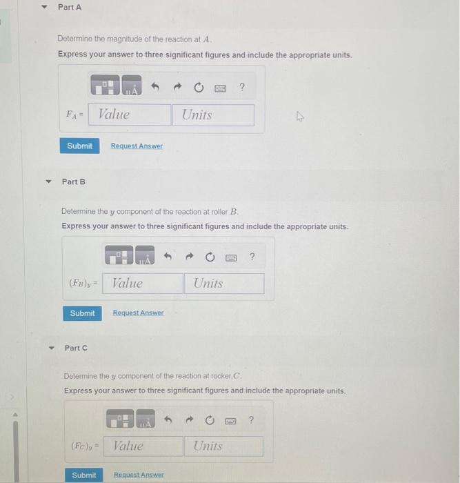 Solved Determine The Reactions At The Roller B, The Rocker | Chegg.com