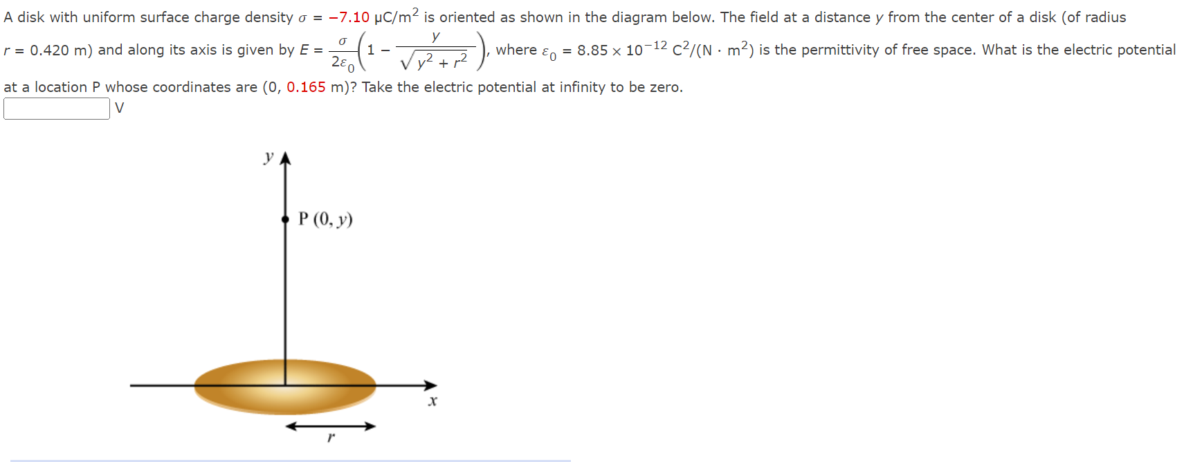 Solved A disk with uniform surface charge density | Chegg.com