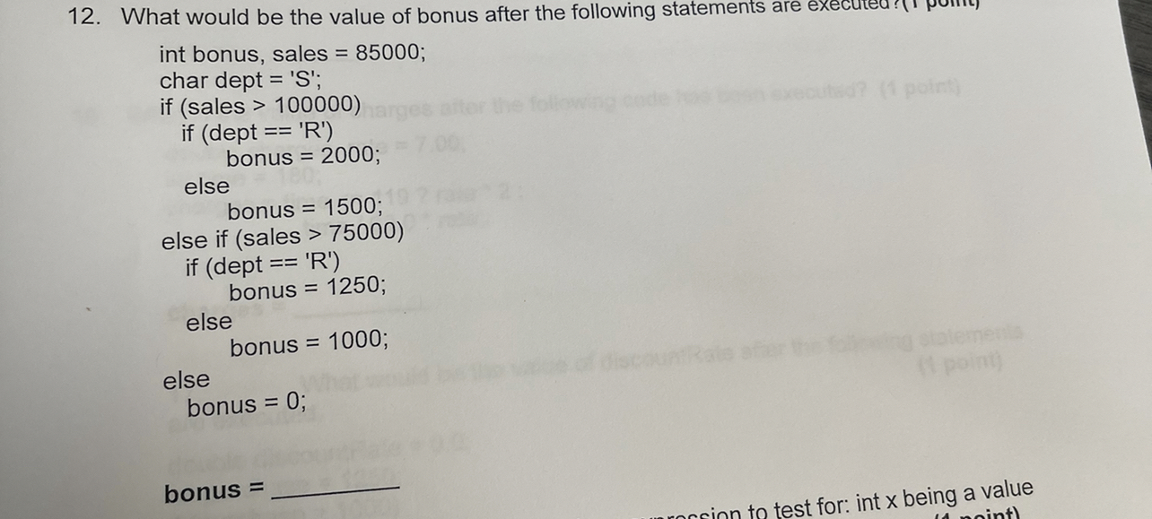 Solved What would be the value of bonus after the following | Chegg.com