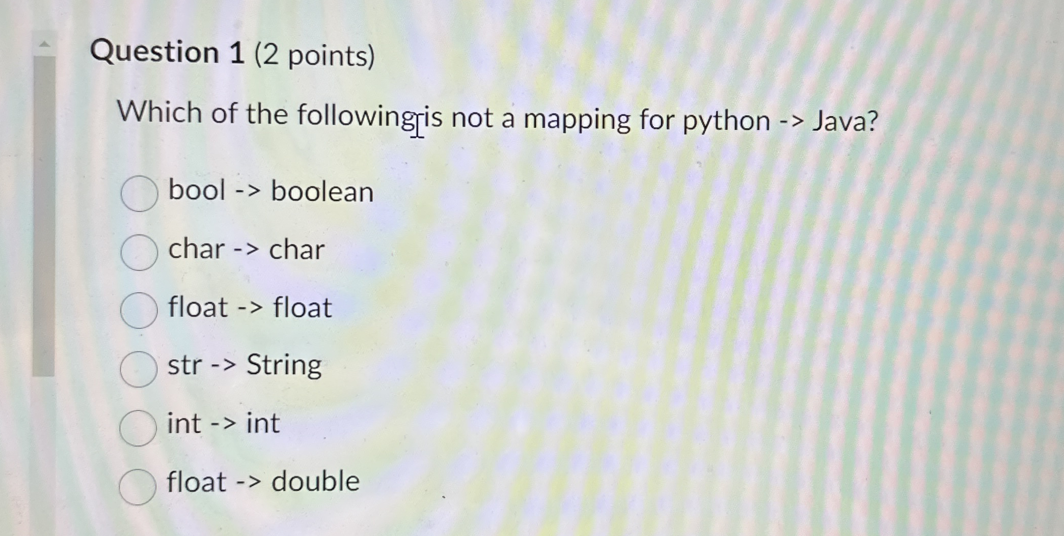 Question 1 (2 ﻿points)Which of the following_is not a | Chegg.com