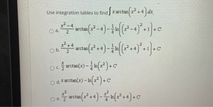 arcsin integral table