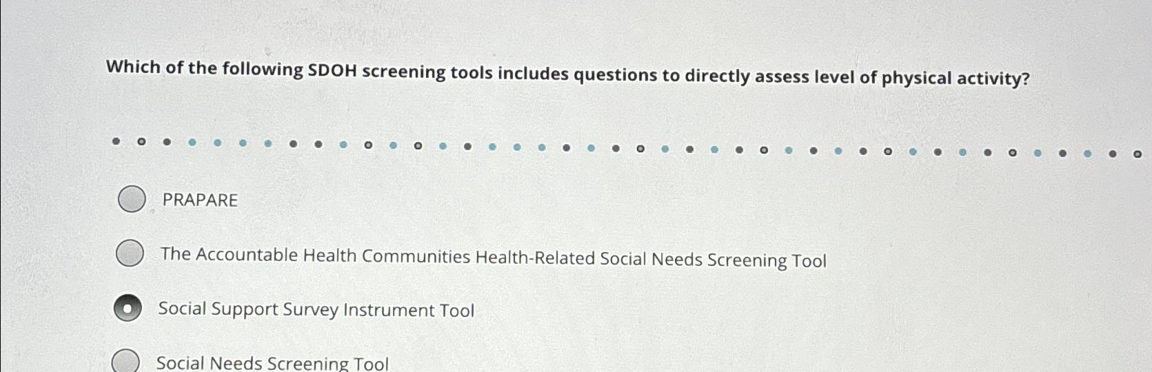 Solved Which of the following SDOH screening tools includes | Chegg.com