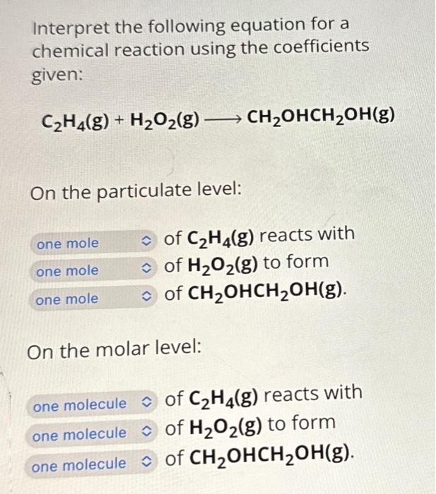 Solved Interpret the following equation for a chemical Chegg