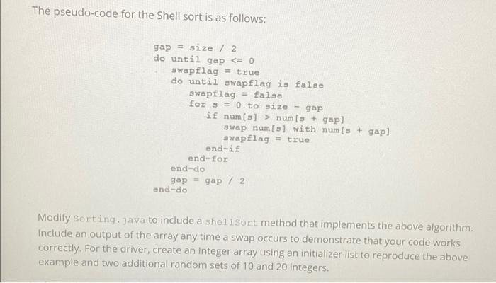 Solved 1. The Shell sort (invented by Dr. Donald Shell) is a | Chegg.com