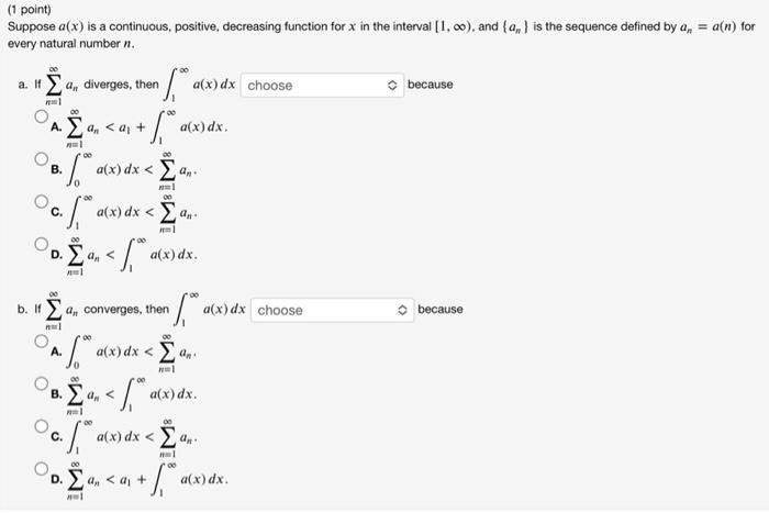 Solved 00 (1 point) Suppose a(x) is a continuous, positive, | Chegg.com