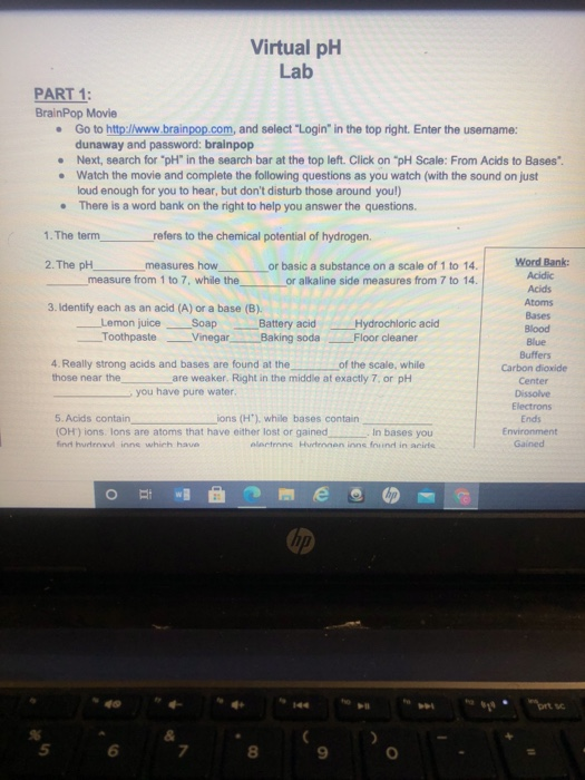 Virtual Ph Lab Part 1 Brainpop Movie Go To Chegg 