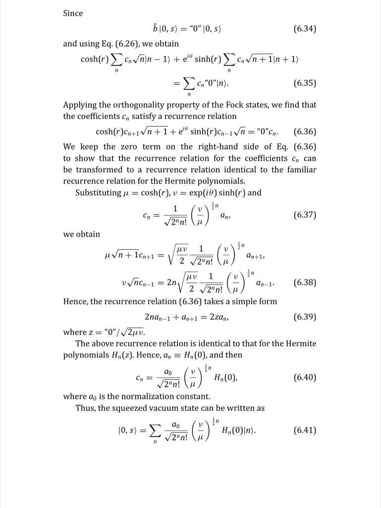 6.6 Show that a field in a squeezed vacuum state 10, | Chegg.com