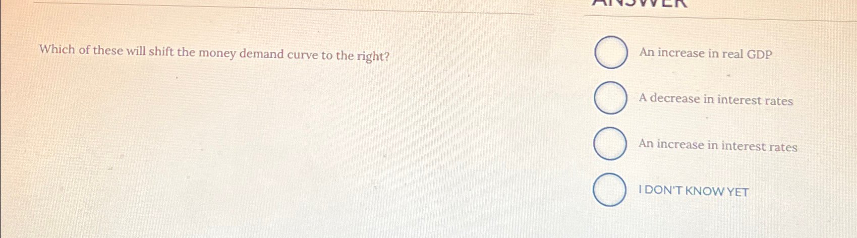 Solved Which of these will shift the money demand curve to | Chegg.com