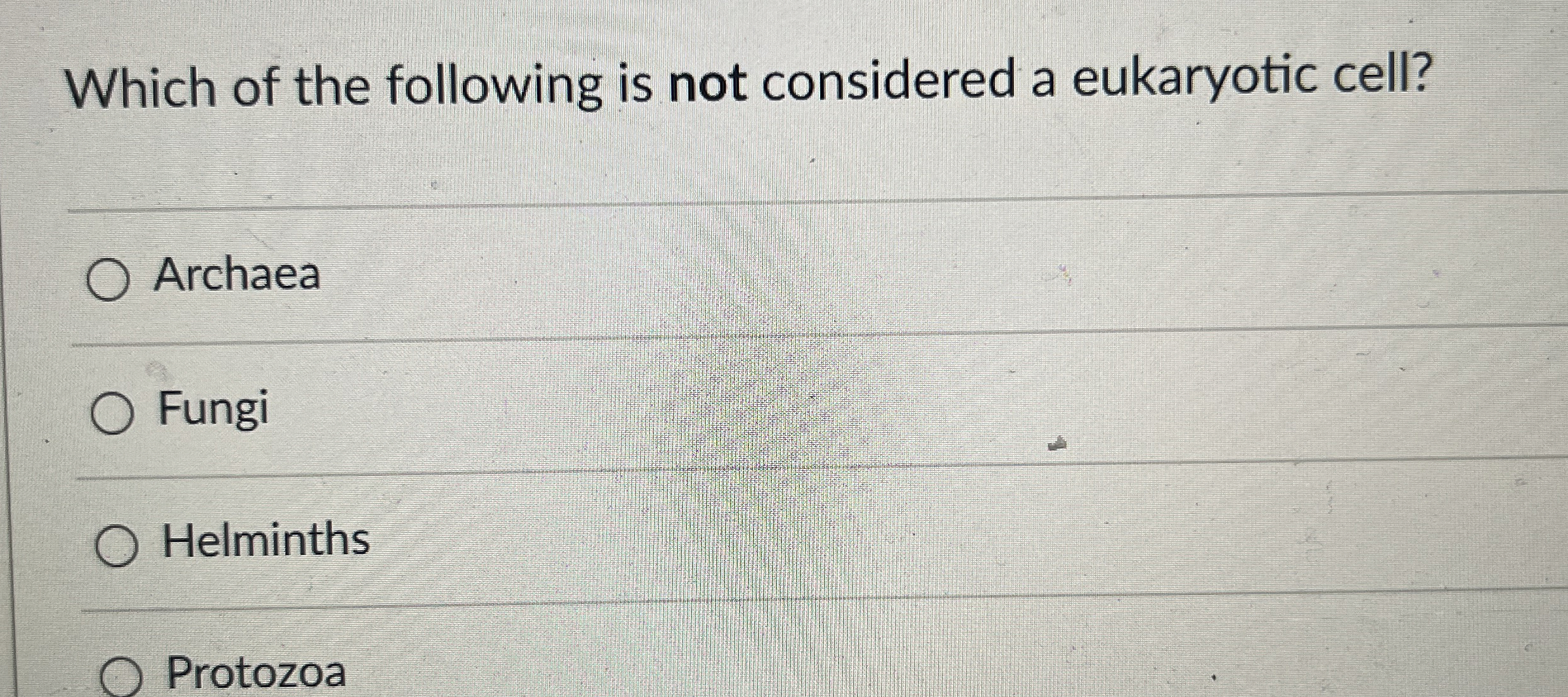 Solved Which of the following is not considered a eukaryotic | Chegg.com