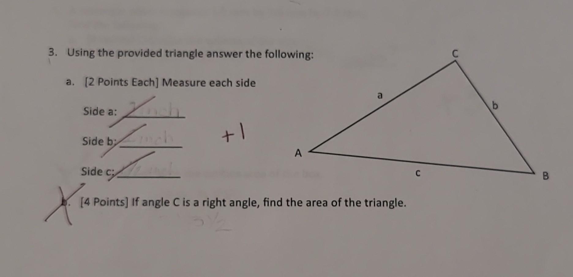 Solved 3. Using the provided triangle answer the follo a. [2 | Chegg.com