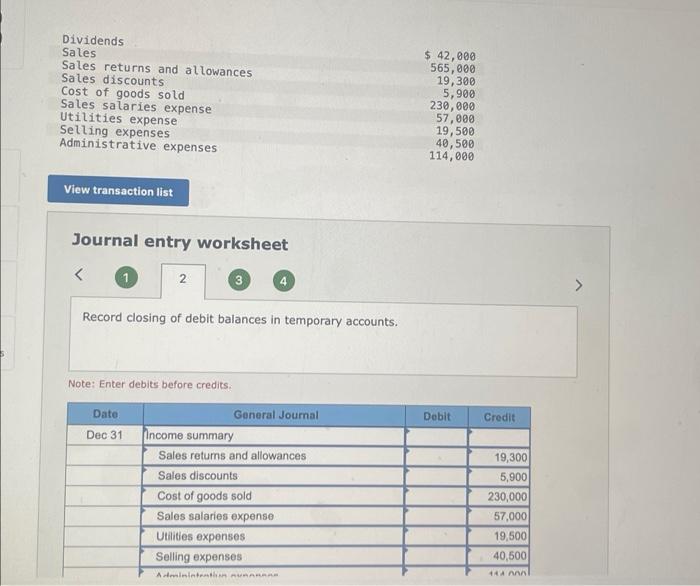 Solved Journal Entry Worksheet (4) Record Closing Of Debit | Chegg.com