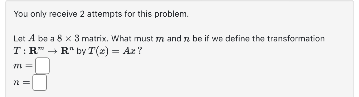 Solved You only receive 2 ﻿attempts for this problem.Let A | Chegg.com