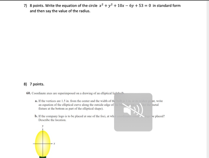 Solved 7) 8 points. Write the equation of the circle x2 + y2 | Chegg.com