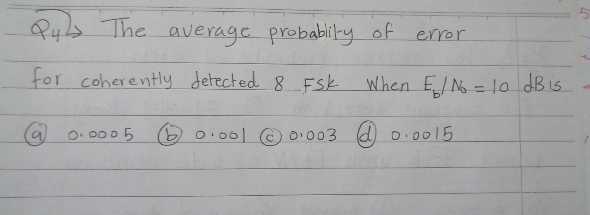 Solved The average probability of error for coherent | Chegg.com