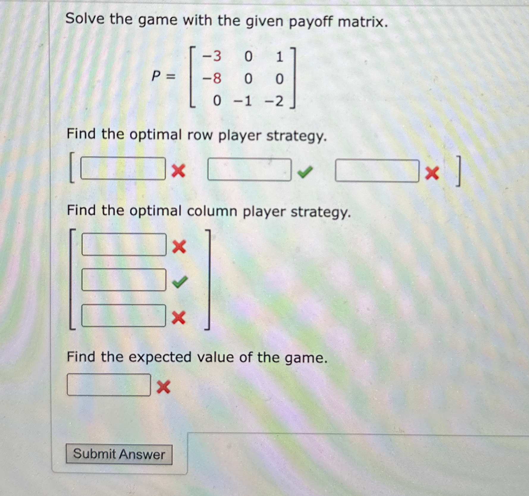 Solved Solve the game with the given payoff | Chegg.com