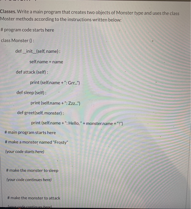Solved Classes. Write a main program that creates two | Chegg.com