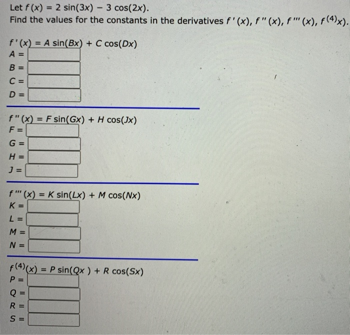 Solved Let F X 2 Sin 3x 3 Cos 2x Find The Values Chegg Com