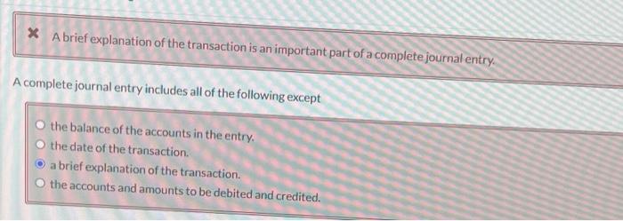 X A brief explanation of the transaction is an | Chegg.com