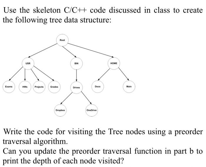 Solved Use the skeleton C/C++ code discussed in class to | Chegg.com