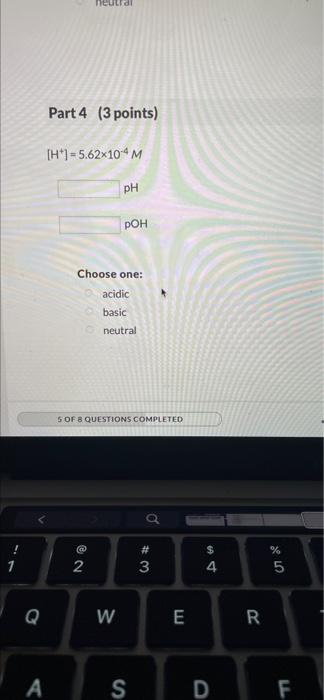 Solved 1st attempt Part 1 (3 points) [OH-] = 6.31x10M SM pH | Chegg.com