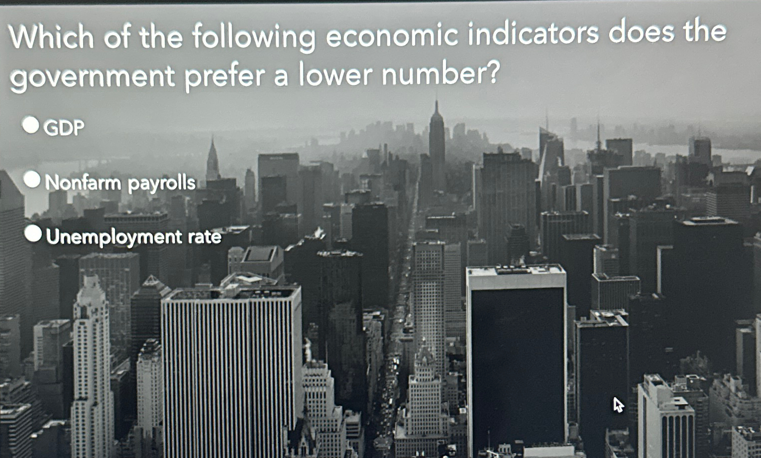 Solved Which of the following economic indicators does the | Chegg.com