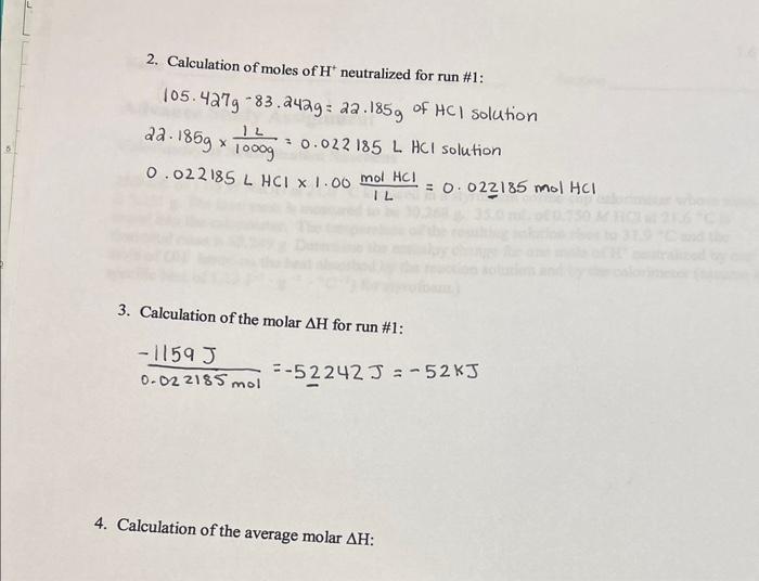 Solved Report Sheet Calorimetry of Neutralization Reactions