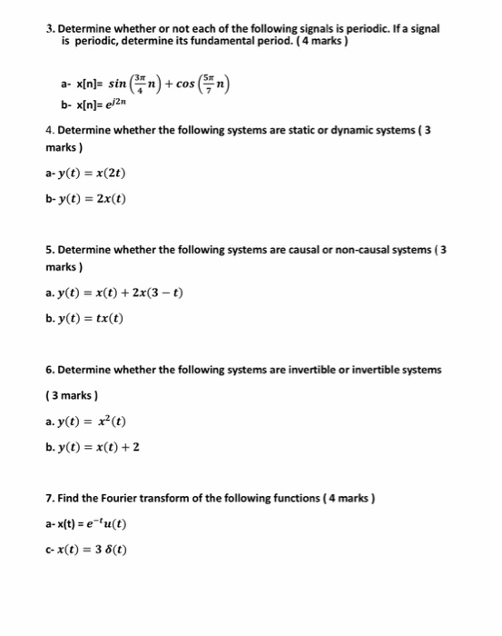 Solved 3. Determine whether or not each of the following | Chegg.com
