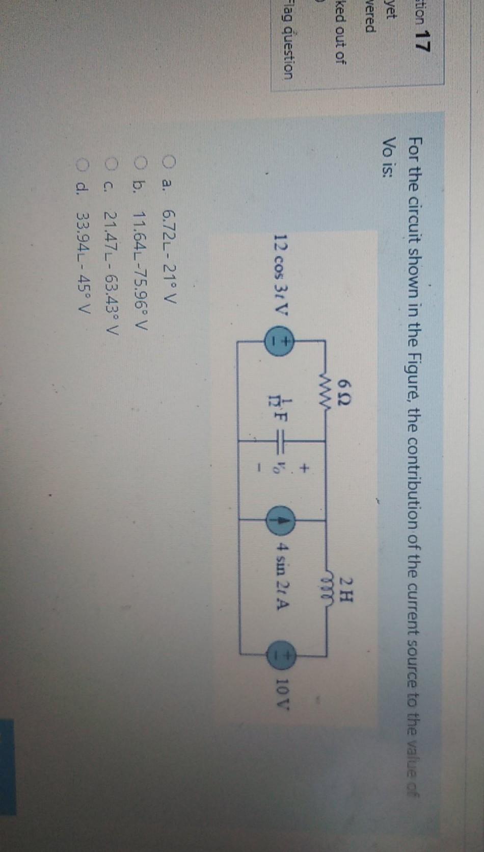 Solved stion 17 For the circuit shown in the Figure, the | Chegg.com