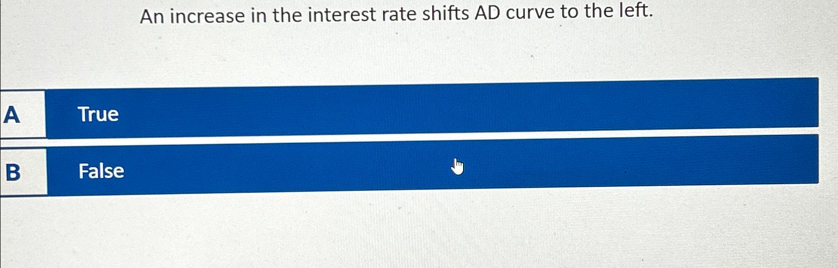 Solved An increase in the interest rate shifts AD curve to | Chegg.com