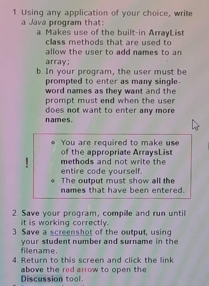 Solved 1. Using any application of your choice, write a Java | Chegg.com
