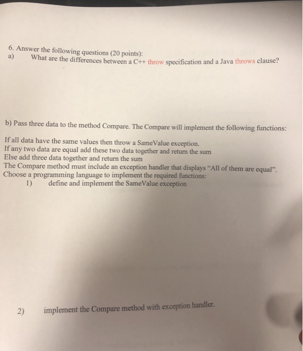 Solved 6. Answer the following questions (20 points) a)