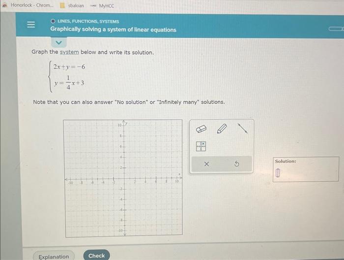 Graph the system below and write its solution. | Chegg.com