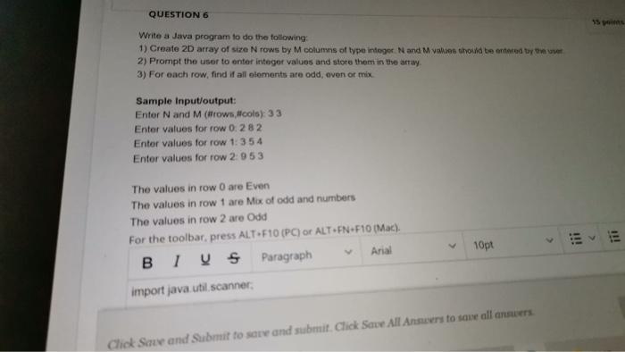 Solved QUESTION 6 15 Write a Java program to do the | Chegg.com