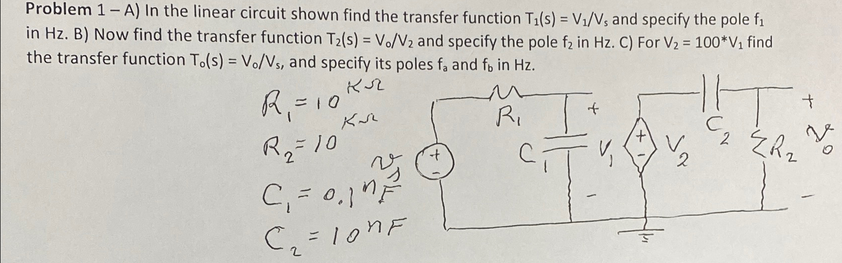 Solved Problem 1-A ﻿In the linear circuit shown find the | Chegg.com