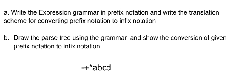 a. ﻿Write the Expression grammar in prefix notation | Chegg.com